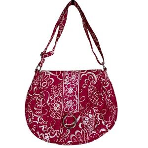 Vera Bradley Raspberry Fizz Quilted Convertible Satchel Crossbody Bag Pink White